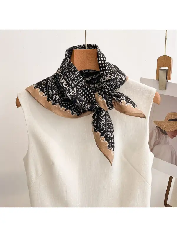 Mixed Floral Dot Patchwork Square Scarf