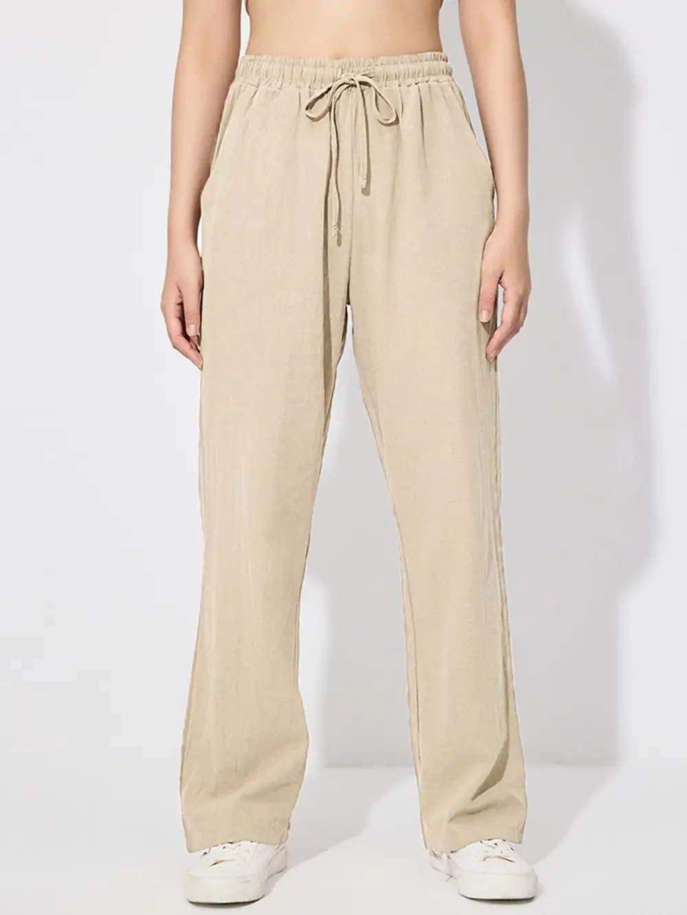 Wide Leg Drawstring Pocketed Pants