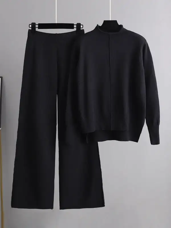 High Low Long Sleeve Sweater And Pants Set