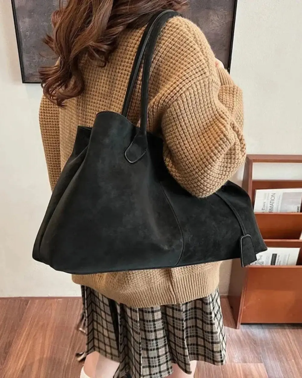 Panel Front Straw Tote Bag