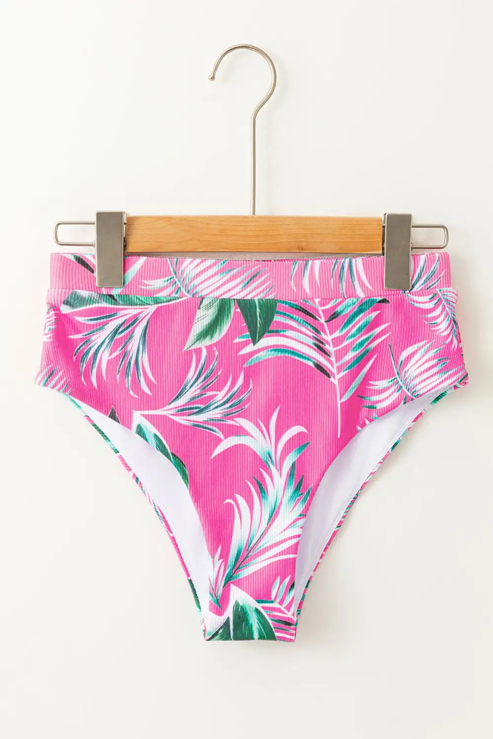 Tropical Print Textured Bottoms Bikini Bottom Pants