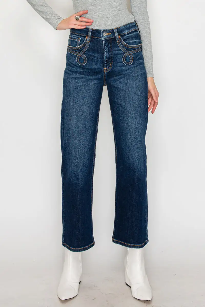 Closet Ready High Rise Straight Leg Cropped Denim Jeans