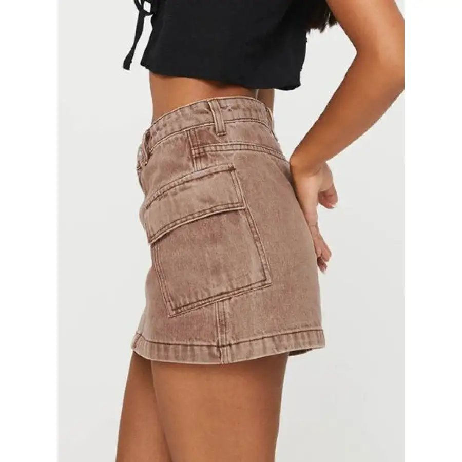 Mini Cargo Denim Skirt with Pockets