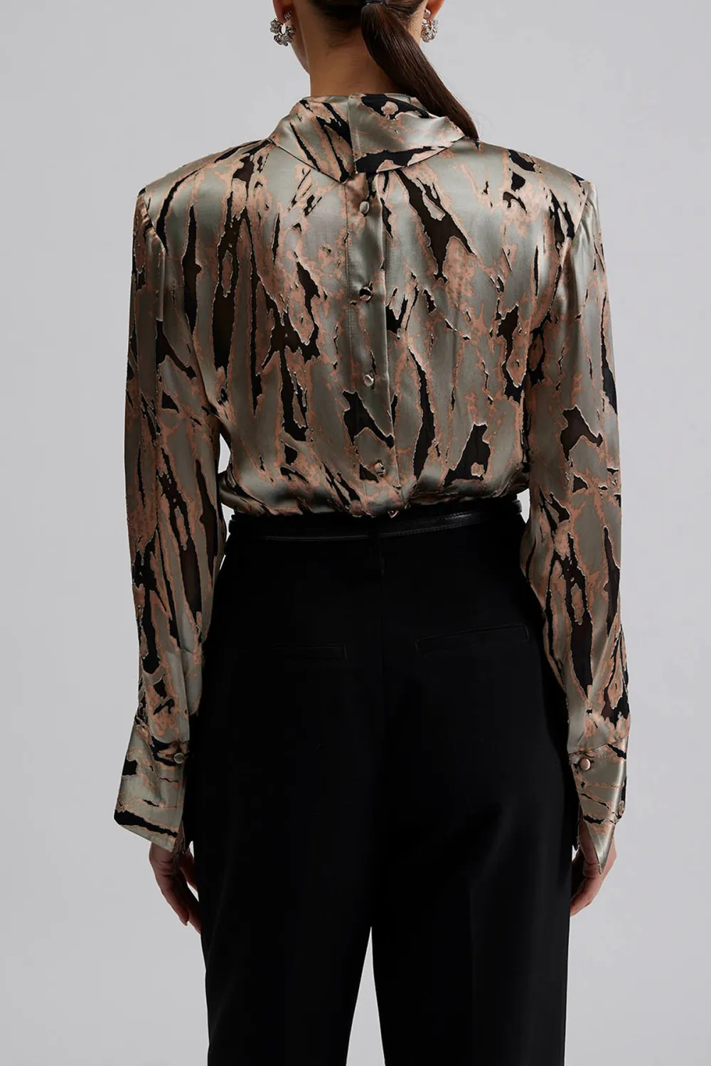 Silk Blend Button Back Blouse