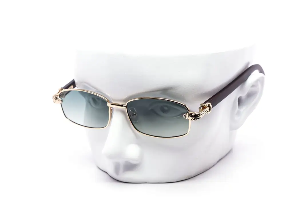 12-Pack Luxury Metal Rectangle Wood Accent Sunglasses