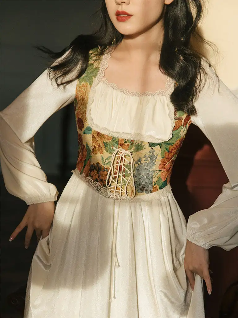 Floral Corset Victorian Maxi Dress