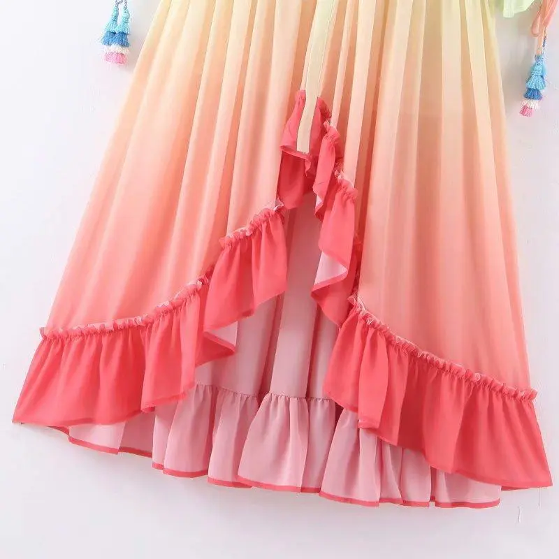 Summer Rainbow High Low Maxi Dress