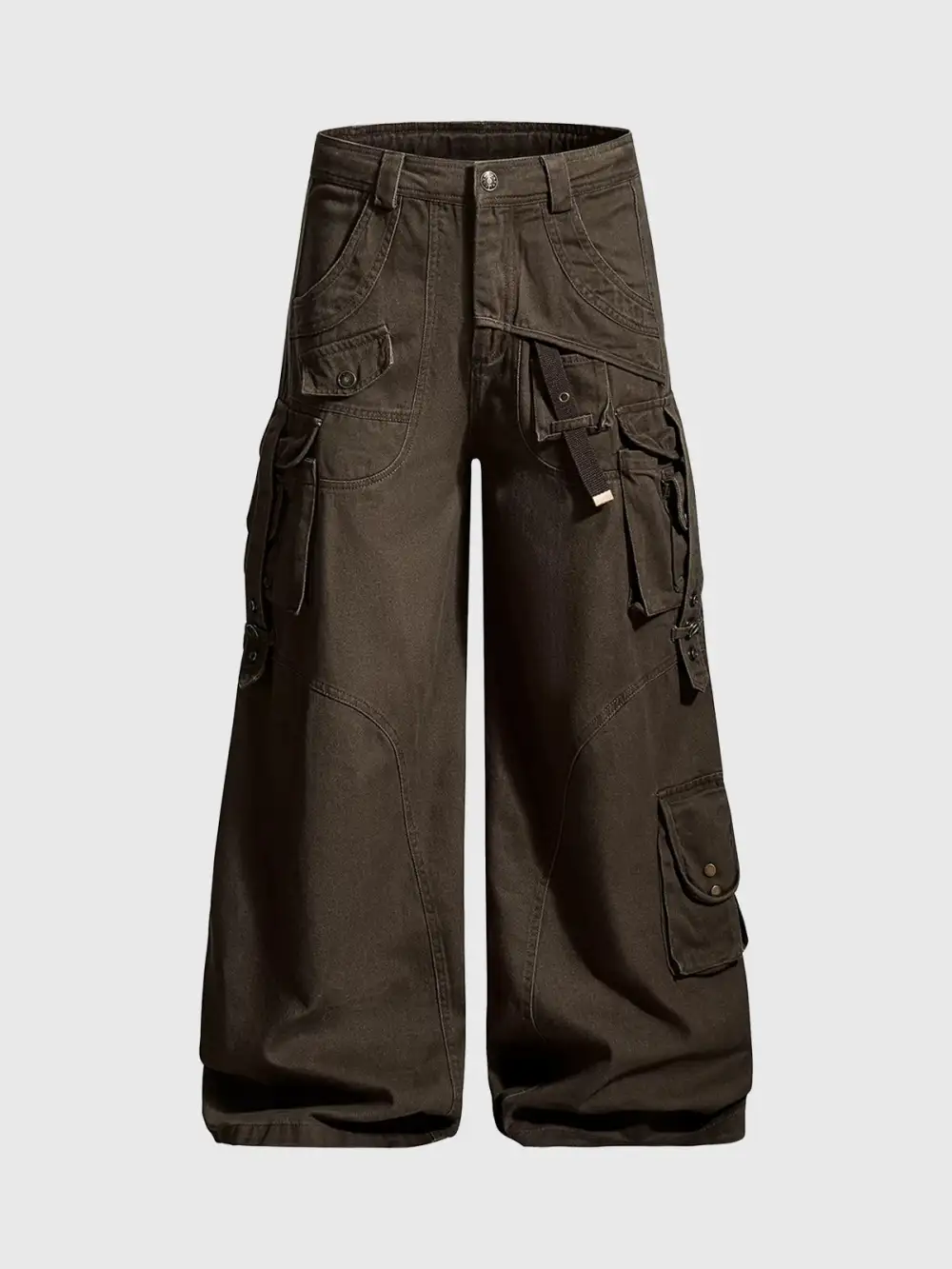 Wide-Leg Washed Cargo Pants