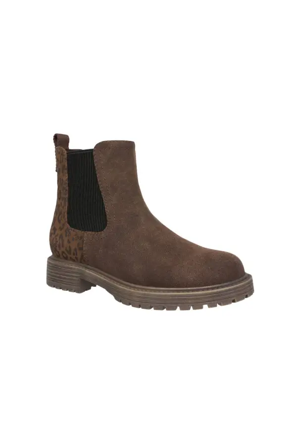 Lug Sole Leather Leopard Print Ankle Chelsea Boot