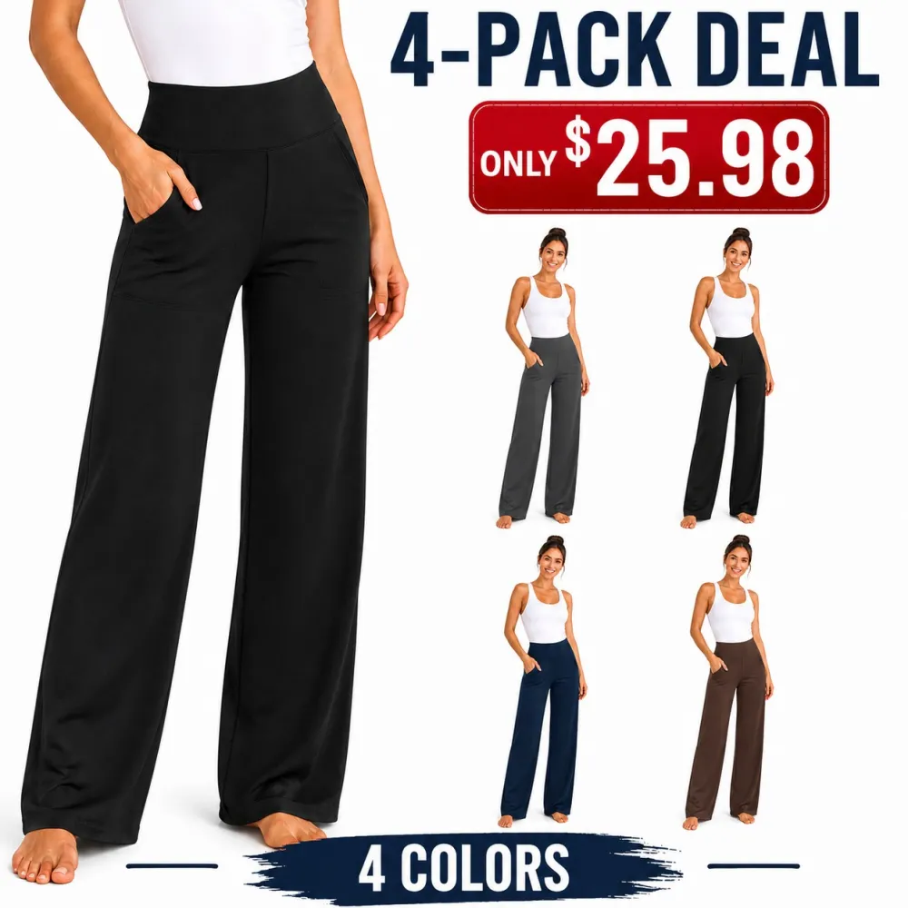 Women's High-Waist Wide-Leg Yoga Pants With Pockets