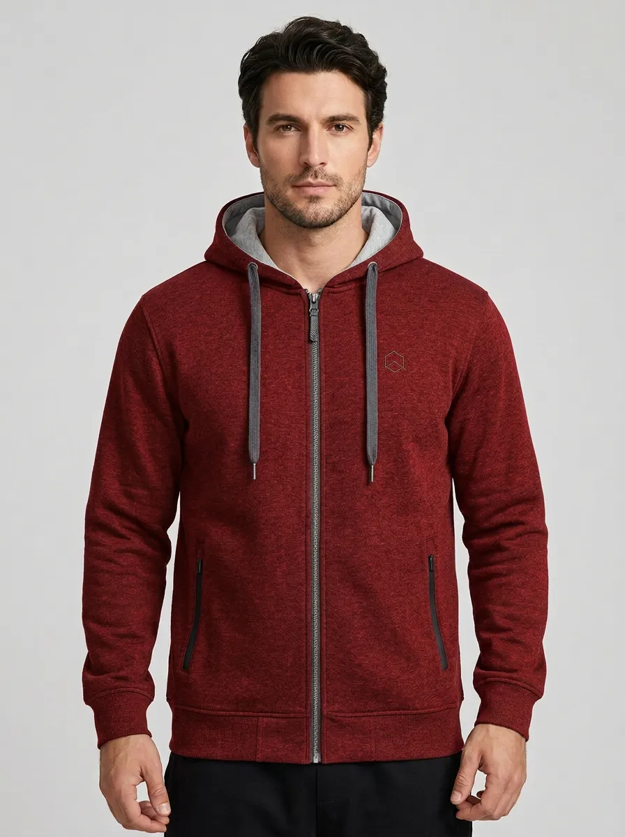 Men's Classic Geometric Hooded Zip-Up Sports Jacket