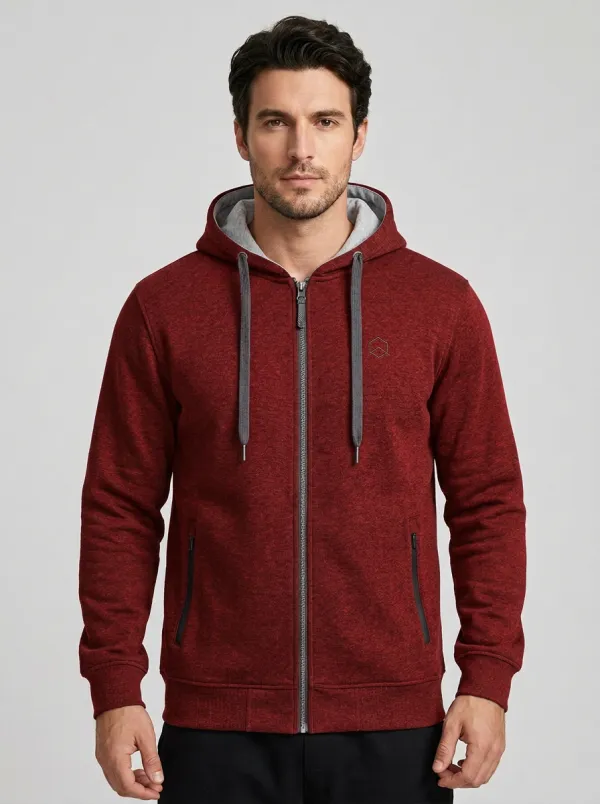 Men's Classic Geometric Hooded Zip-Up Sports Jacket