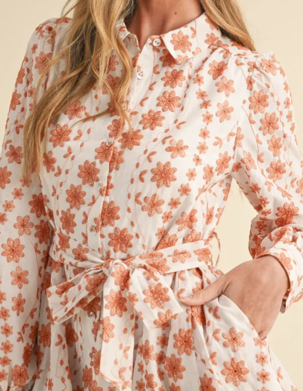 Embroidered Floral Day Dress