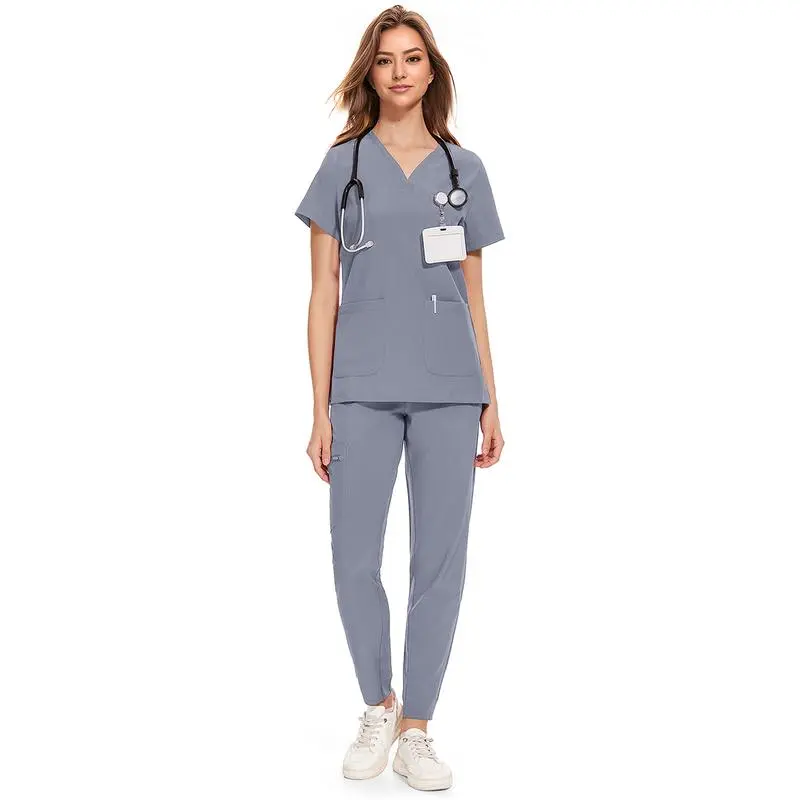 Women's V-Neck Workwear – Short Sleeve & Sleeveless Options with Inner Lining