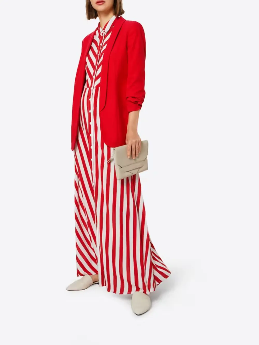 Red Plain Colored Soft Feel Blazer