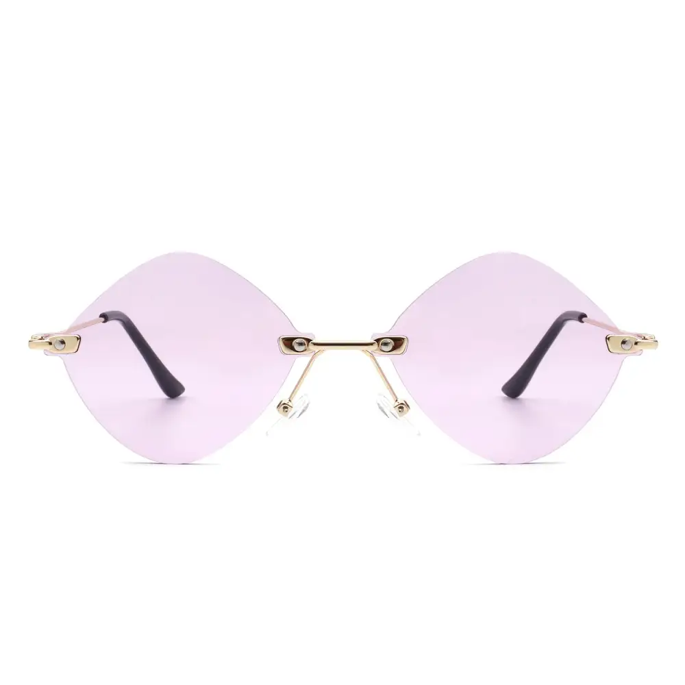 Round Rimless Frame Sunglasses