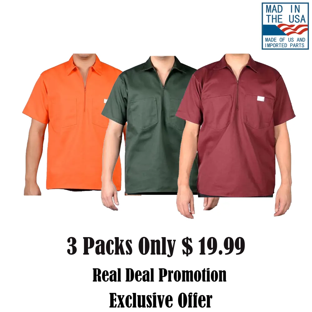 🧥 Short Sleeve 1/2 Zip Work Shirt – Built for Comfort. Made to Last.  🔥 Limited-Time Offer — 60% OFF This Week Only!