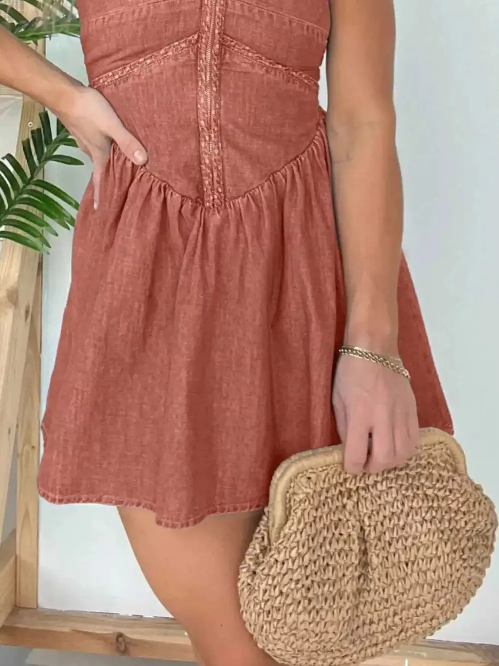 Structured Shape Denim Mini Dress