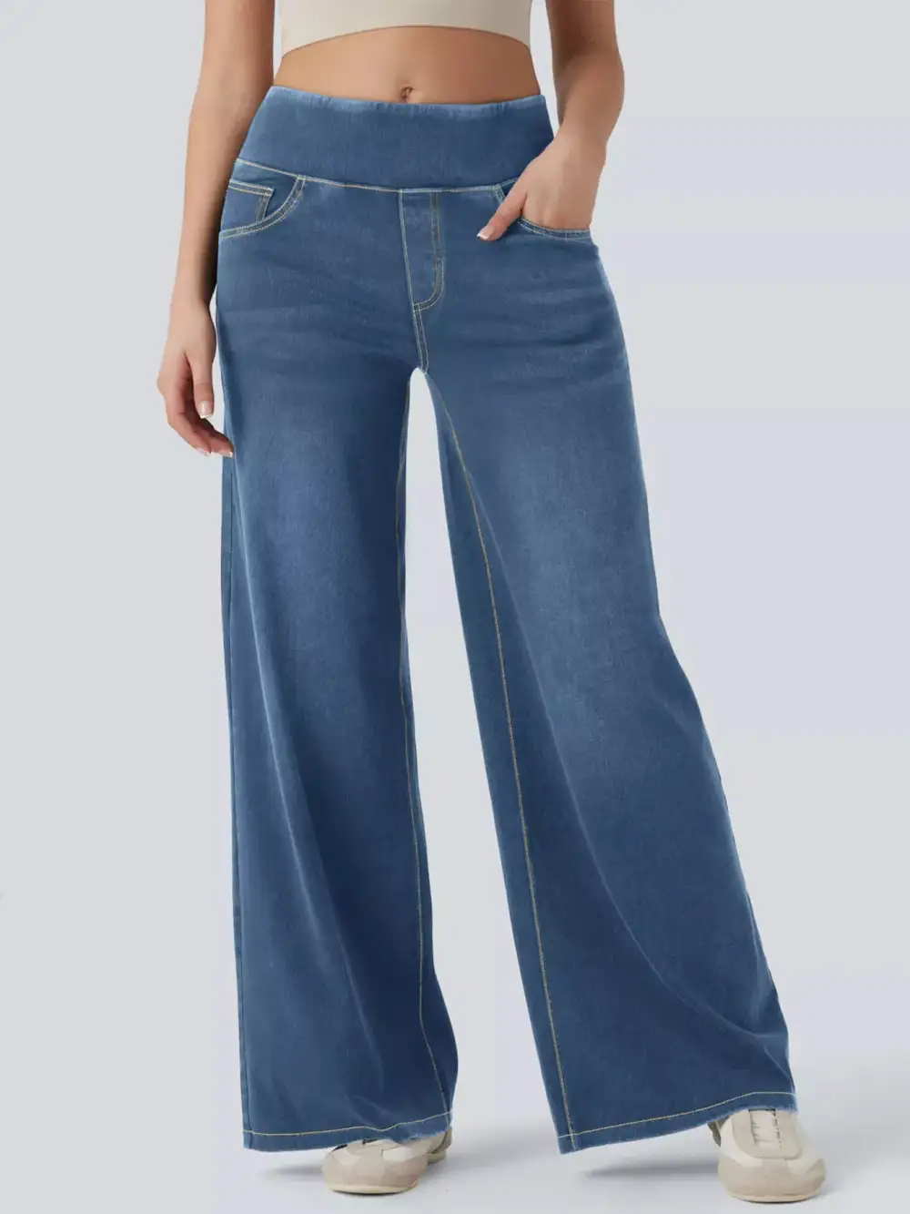 Soft High Waist Wide Leg Denim Jeans