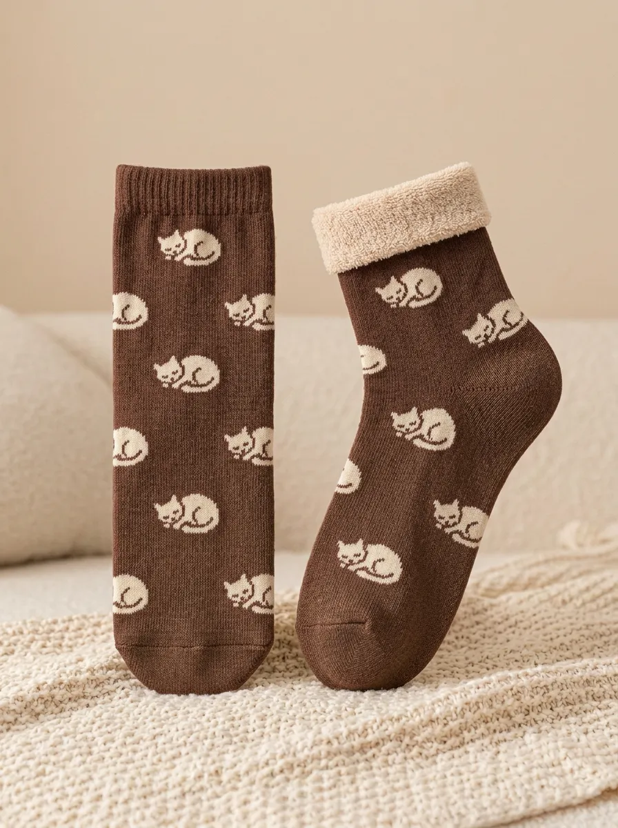 Contemporary Cat-Motif Casual Socks