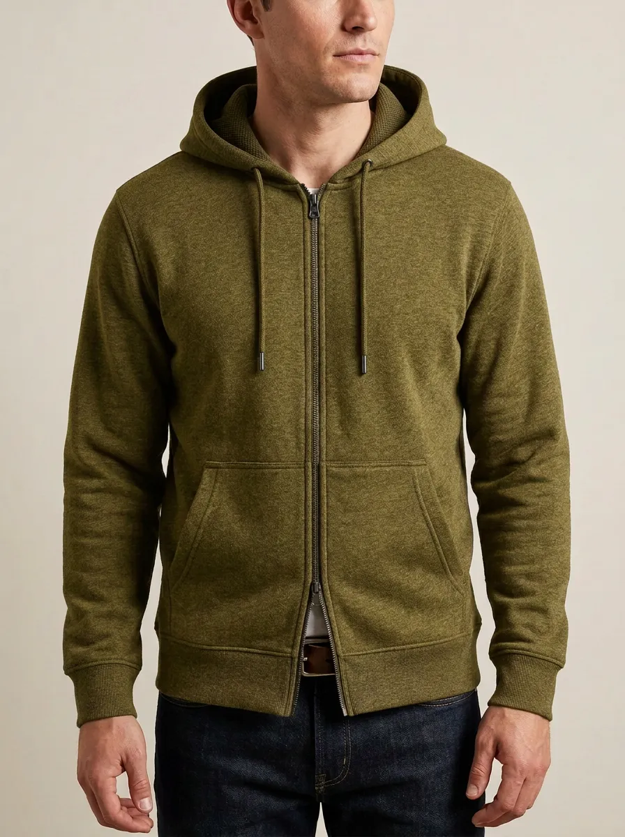 Classic Zip-Up Hooded Shape Men's Sport Jacket