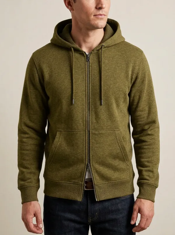 Classic Zip-Up Hooded Shape Men's Sport Jacket