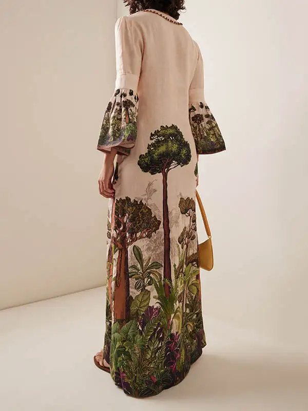 Flared Neck Maxi Dress