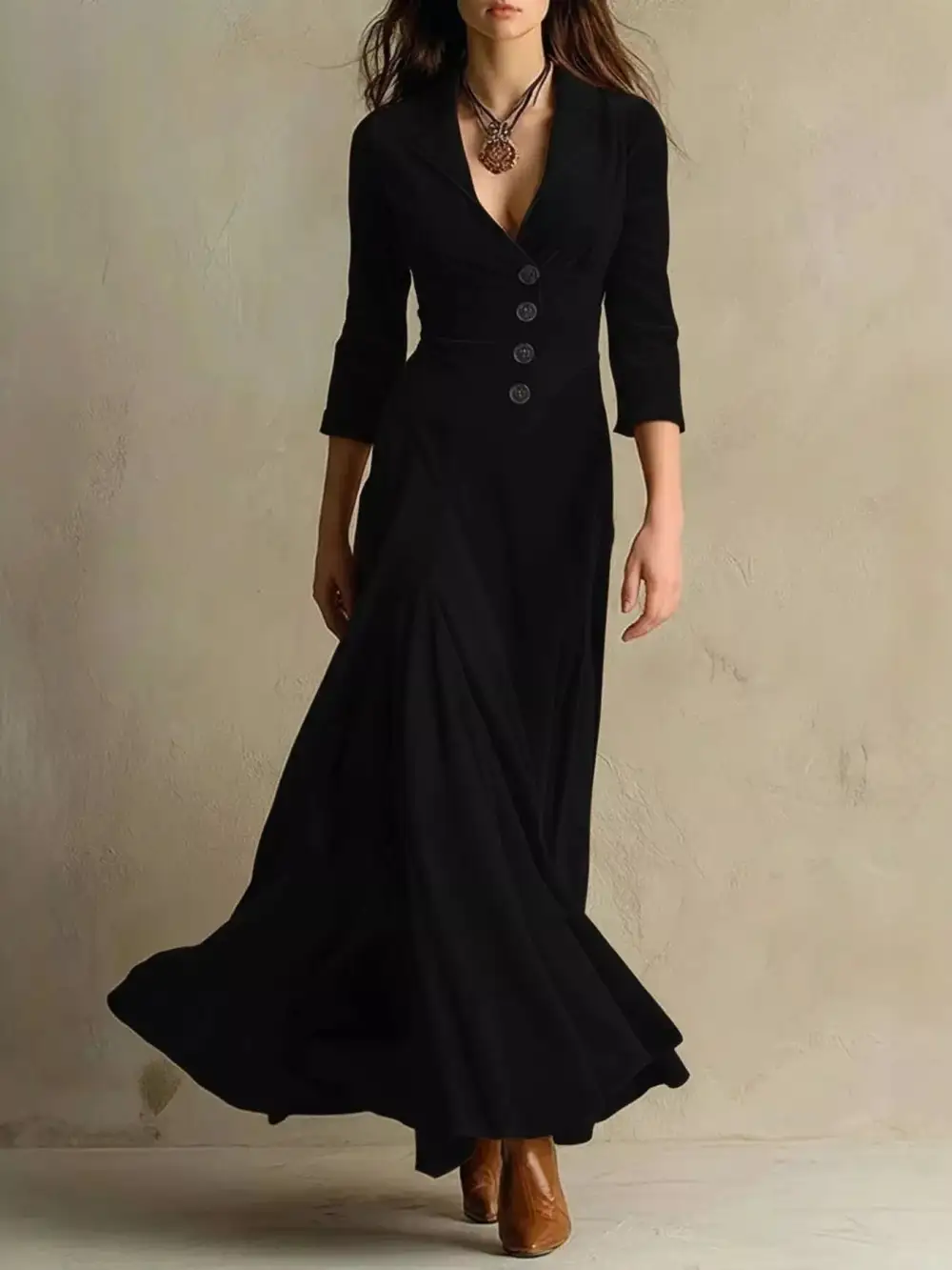 Wearable Cut Velvet Button Front Maxi Dress