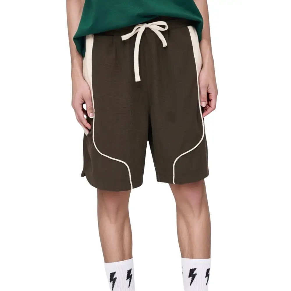 Drawstring Side-Pocket Colorblock Men's Athletic Shorts