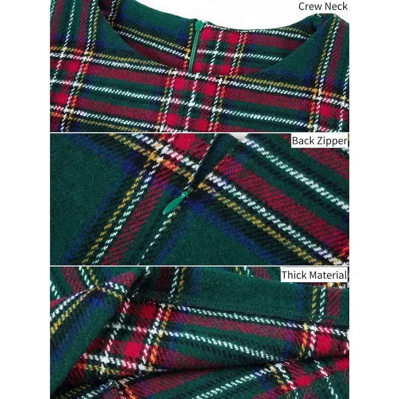 🔥Last Day 49% Offer-Women's Plaid Christmas Dress Mini Sleeveless Round Neck A Line Short Xmas Party Dresses