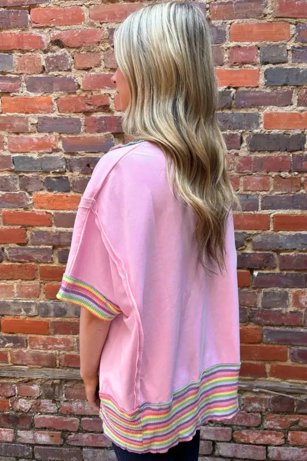 Striped Ribbed Oversized Polo T-Shirt