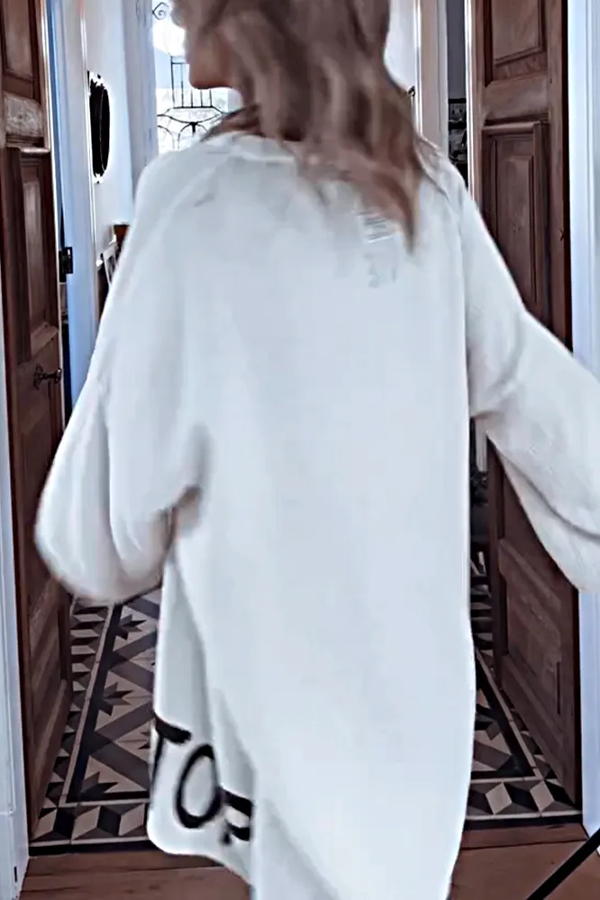 9PACK-Women'S Letter Cotton And Linen Casual Long-Sleeved Top