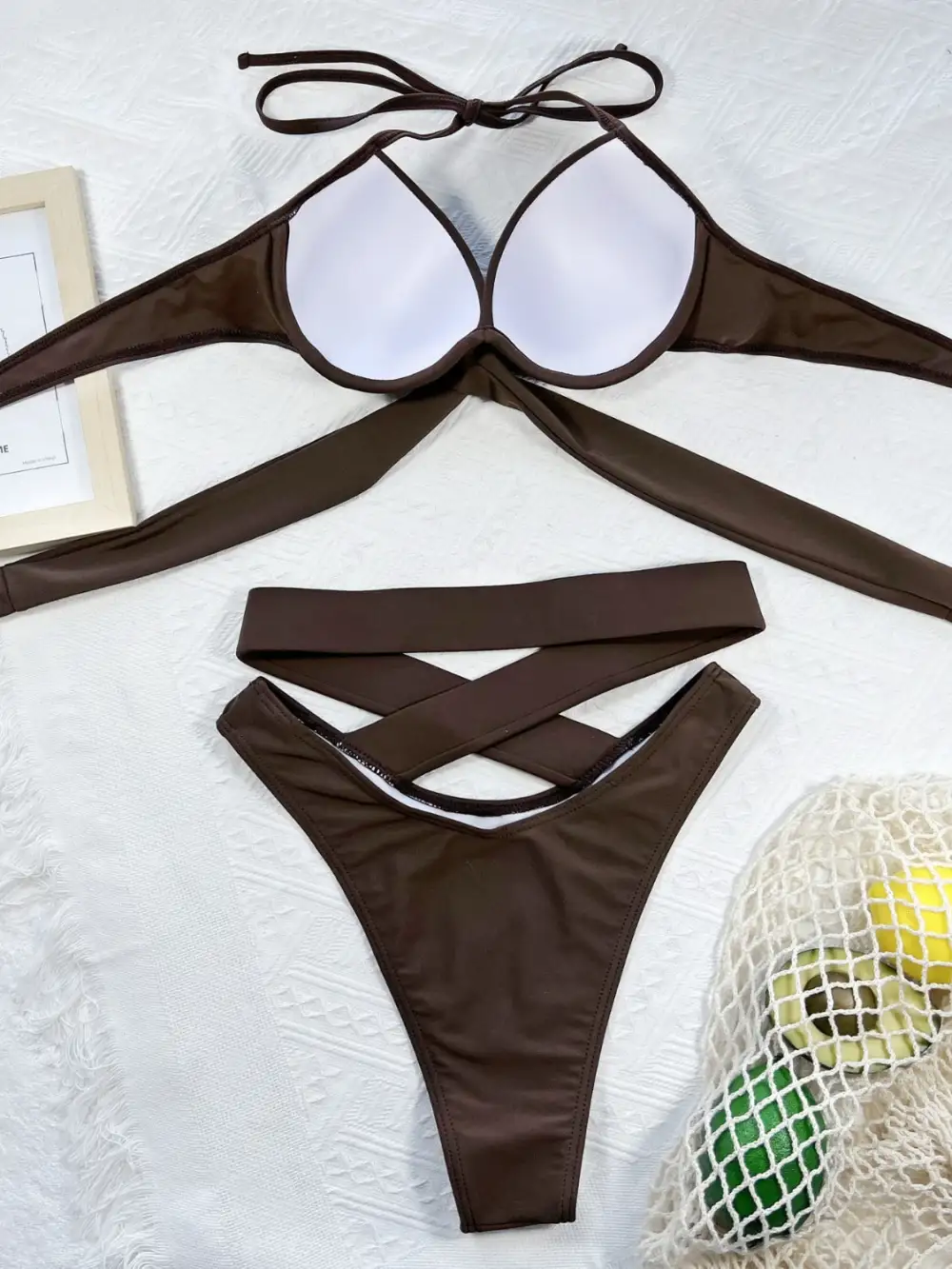 Crisscross Halter Neck Bikini Swim Set