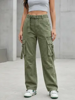 Functional Utility Style Multi Pocket Sport Look Women's Multi Pocket Cargo Pants