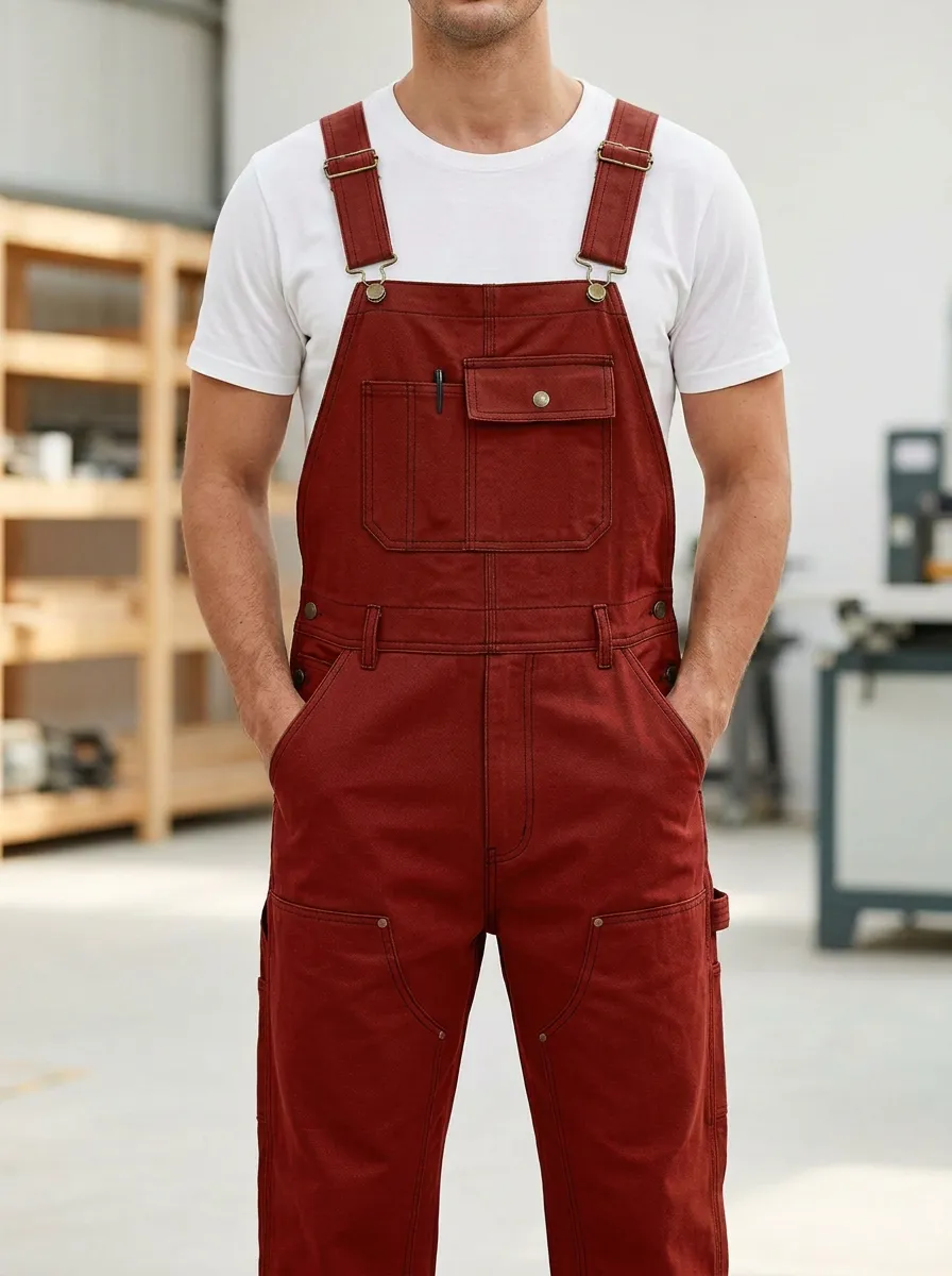 Men's Active Multi-Pocket Bib Work Overalls