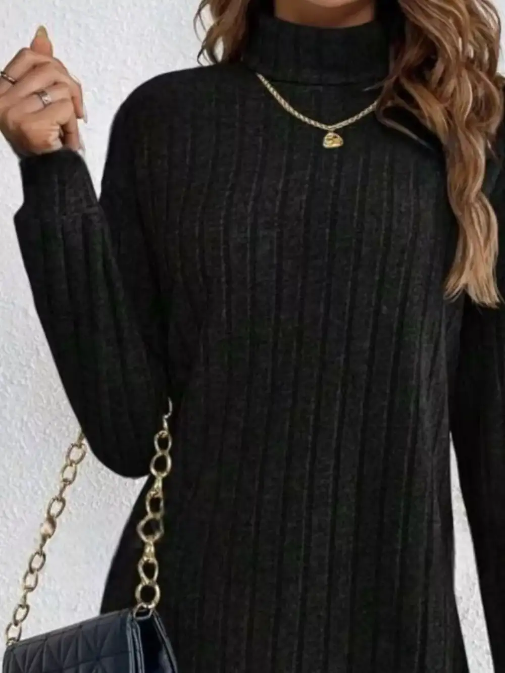 Layered Detail Ribbed Knit Mini Dress