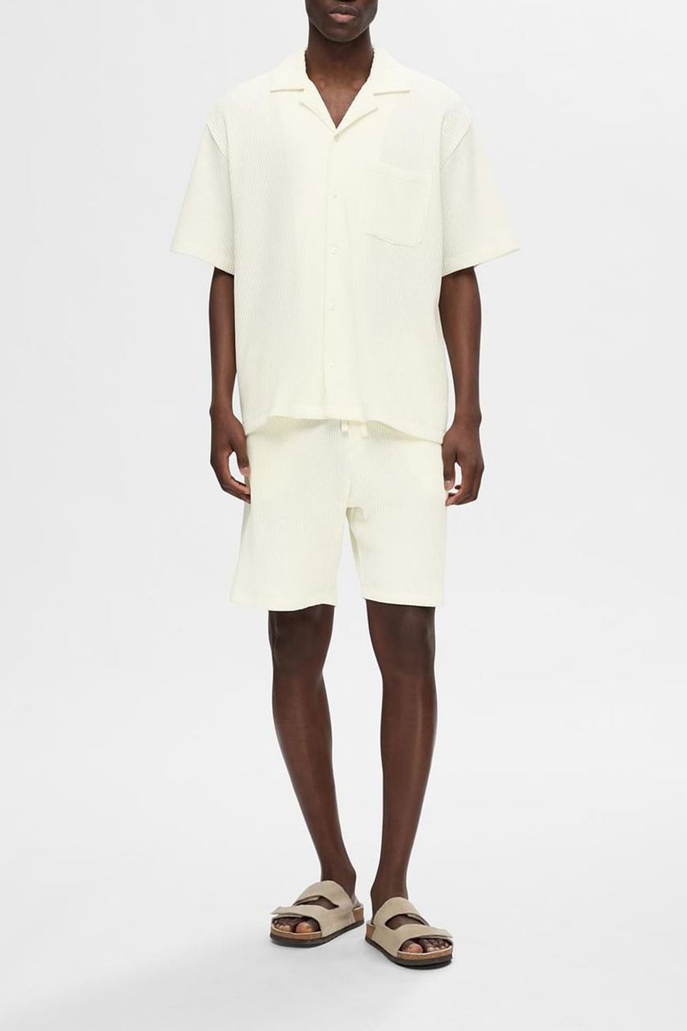 Black Waffle Textured Co-ord Set Shorts