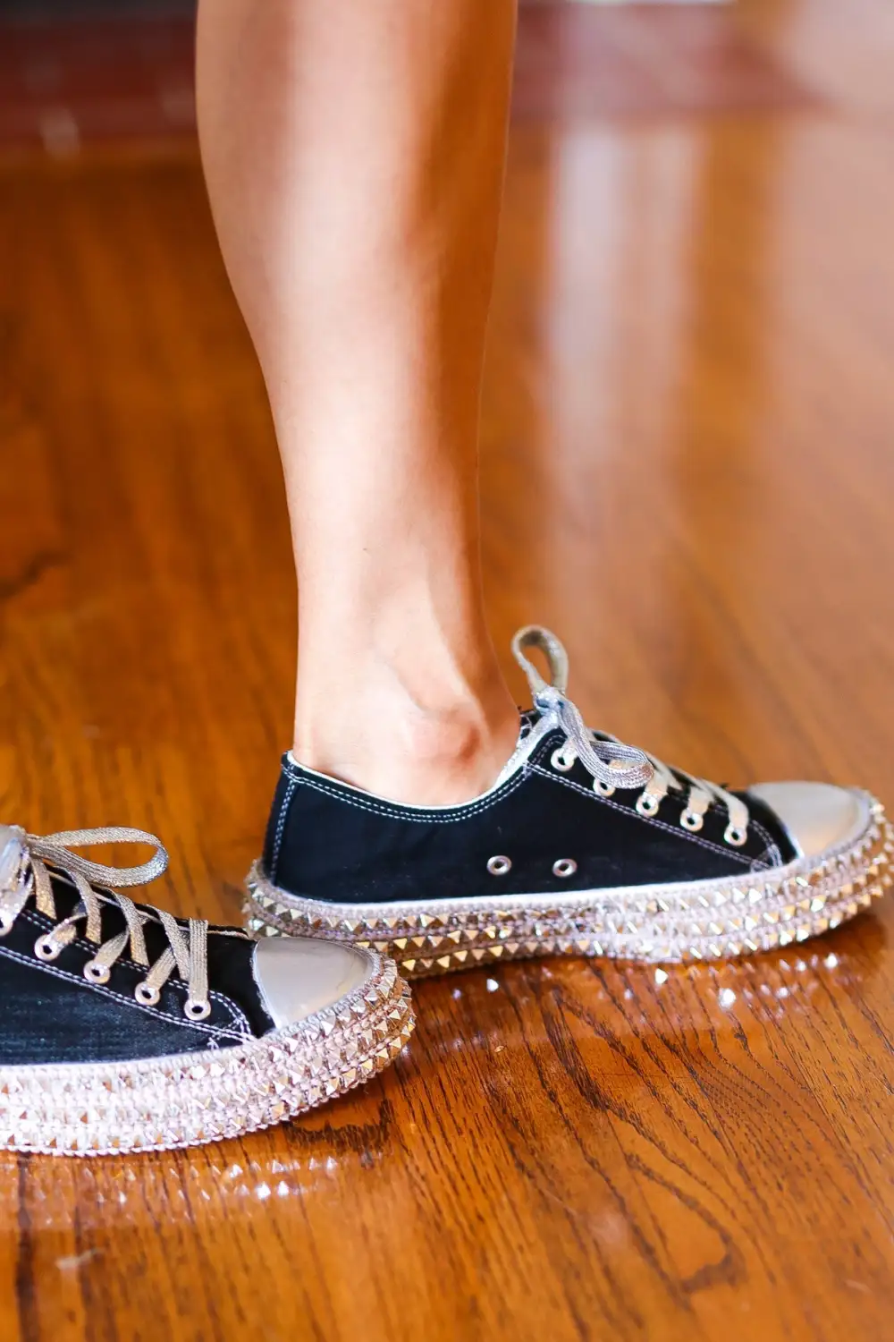 Get Their Attention Studded Canvas Sneakers