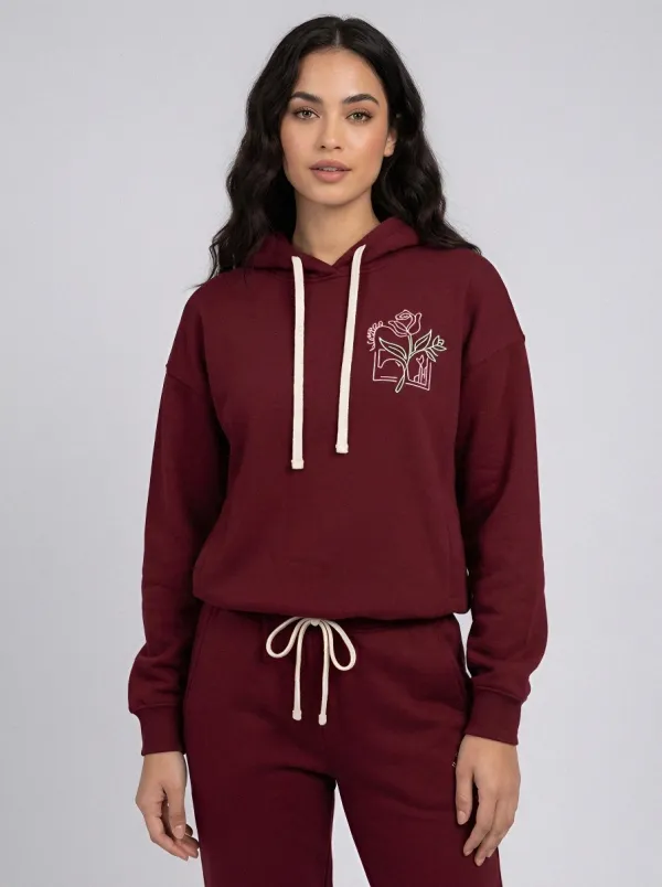 Women's Heather Grey Drawstring Hood Solid Hoodie & Pants Set