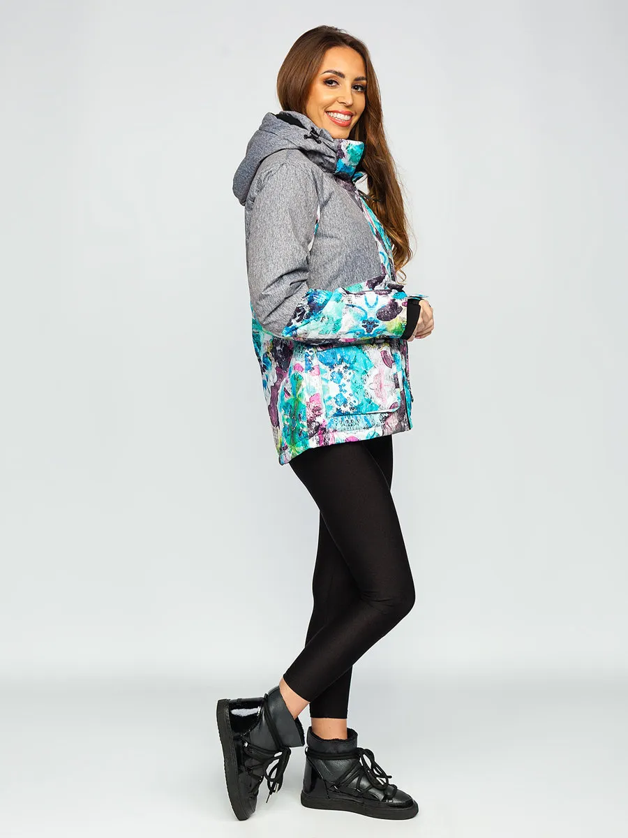 women's gray winter jacket with hood