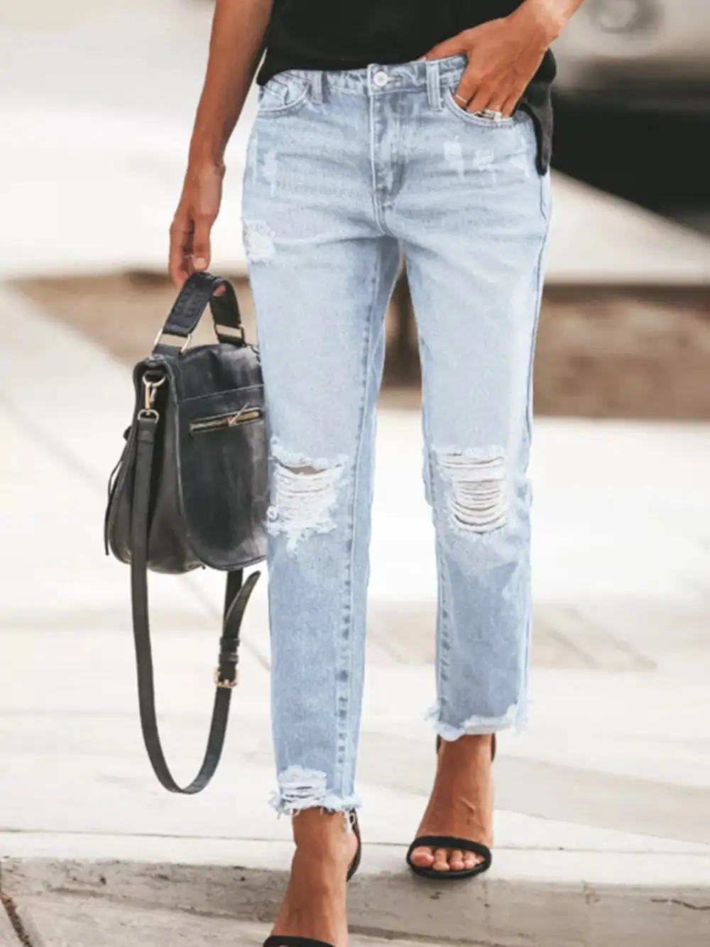Clean Distressed Denim Jeans