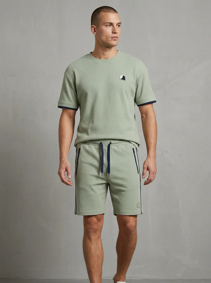 Everyday Waffle Texture Collection Men's T-Shirt And Shorts Set