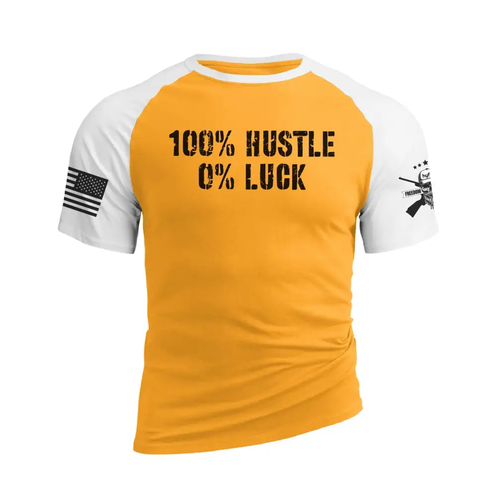 100% HUSTLE 0% LUCK RAGLAN GRAPHIC TEE