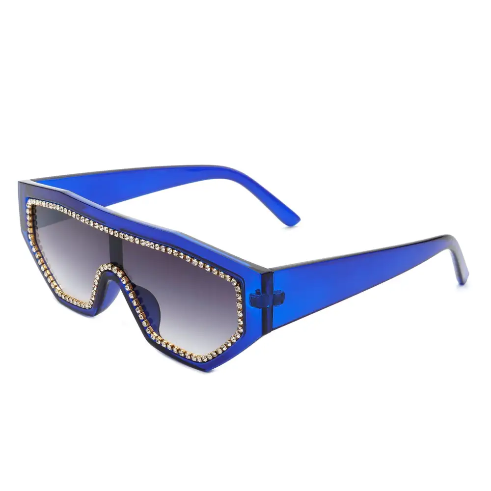 Glossy Square Geometric Frame Sunglasses