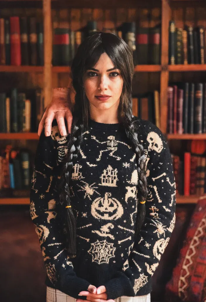 Women's Casual Round Neck Jacquard Sweater/Cardigan🎃Fitted Knit Pullover for Fall & Winter