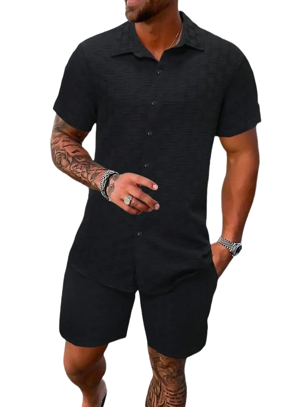 🔥 Men's Short Sleeve Pajama Two-Piece Set | Comfortable Loungewear Essential