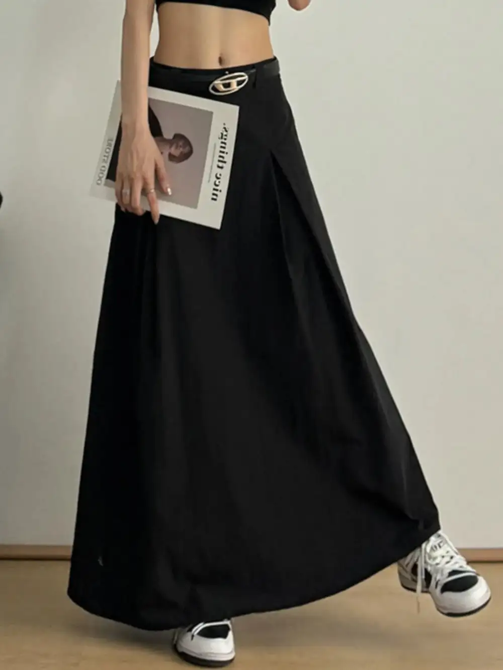 High Waisted A-Line Maxi Skirt
