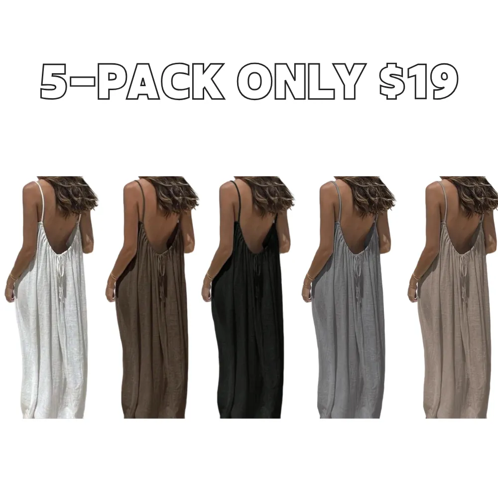 Women's Solid Color Backless Cami Dress