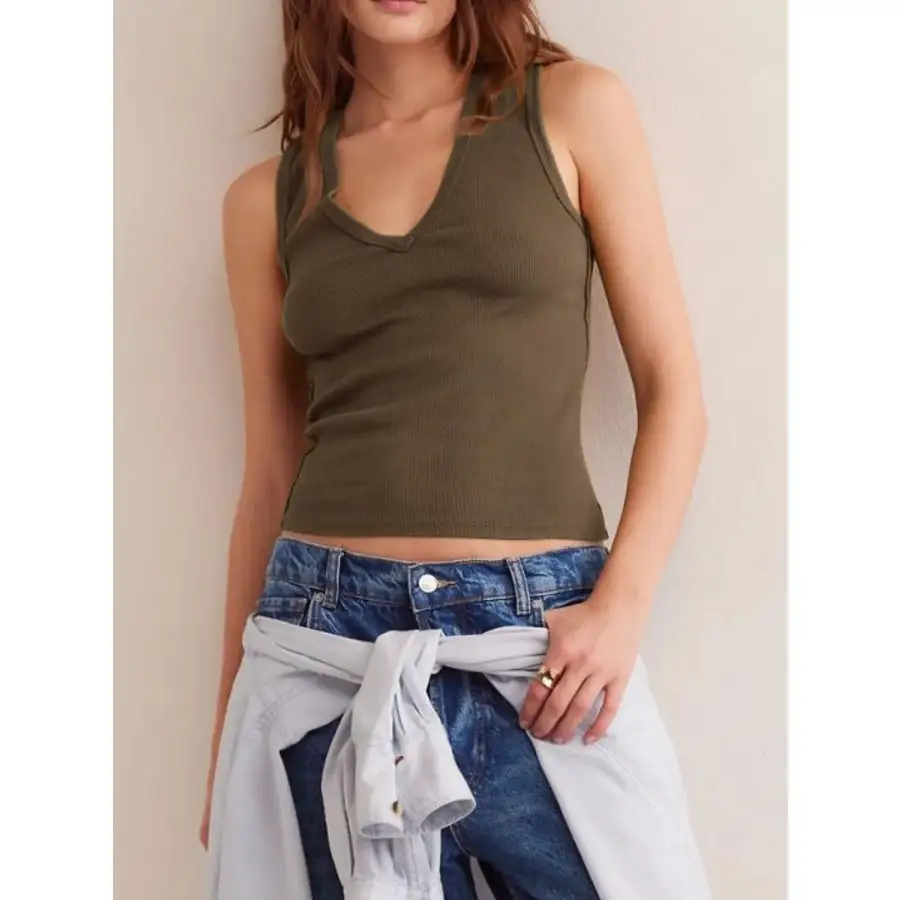 V Neck Wide Strap Tank