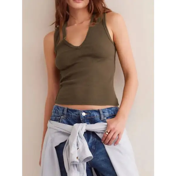 V Neck Wide Strap Tank